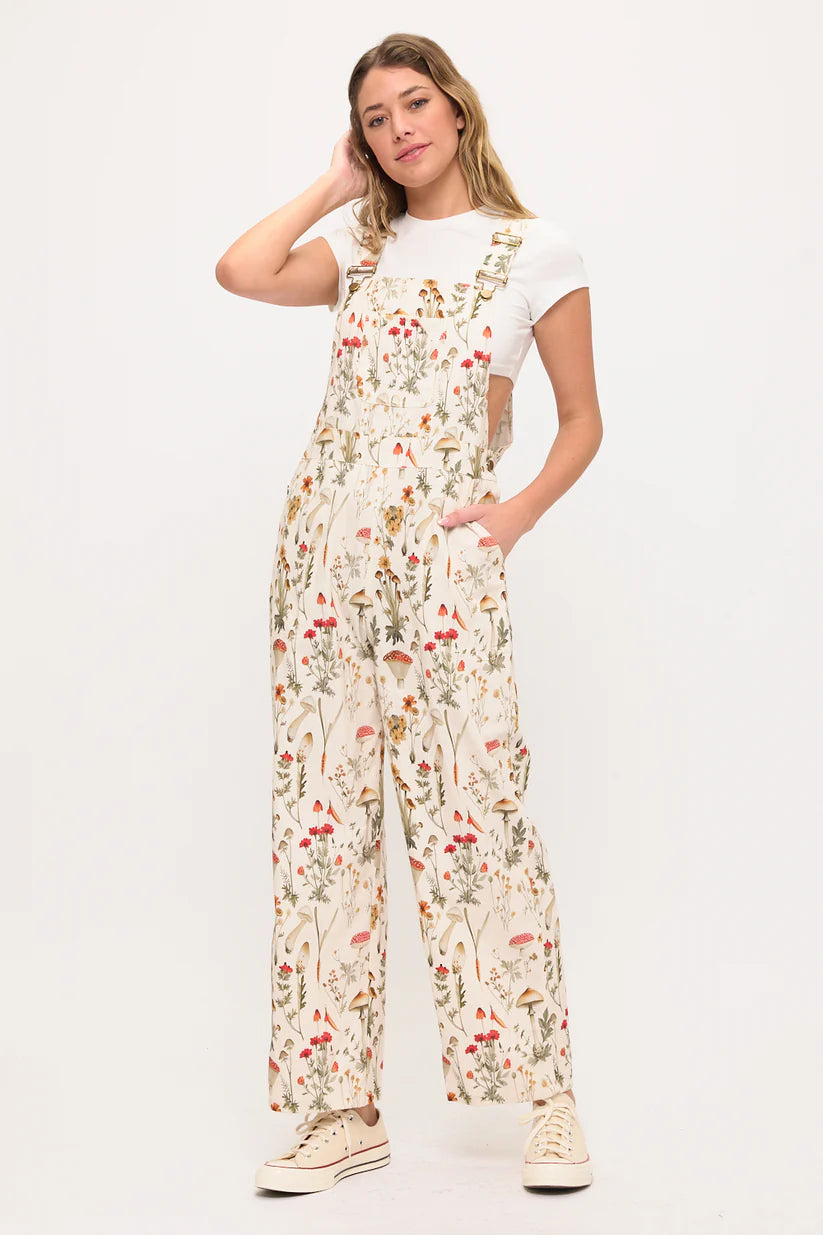 Mushroom Meadows Print Overalls
