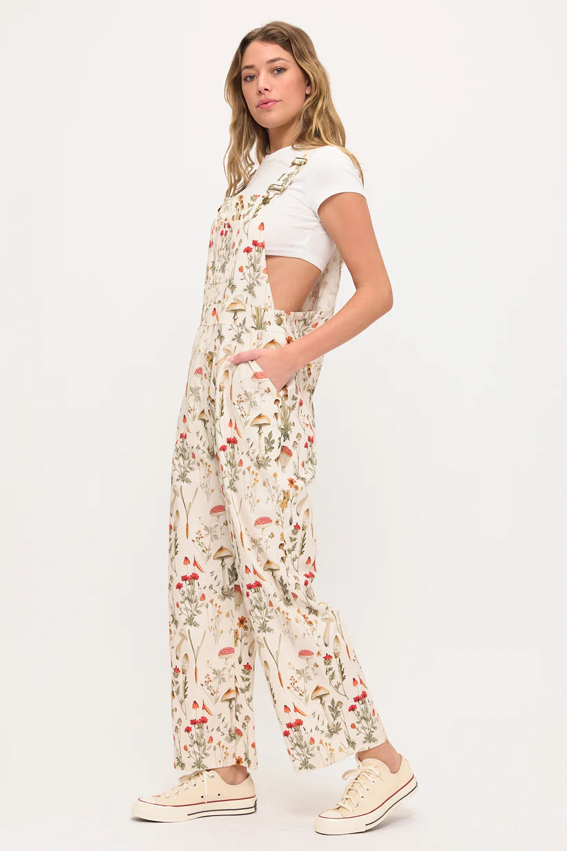Mushroom Meadows Print Overalls
