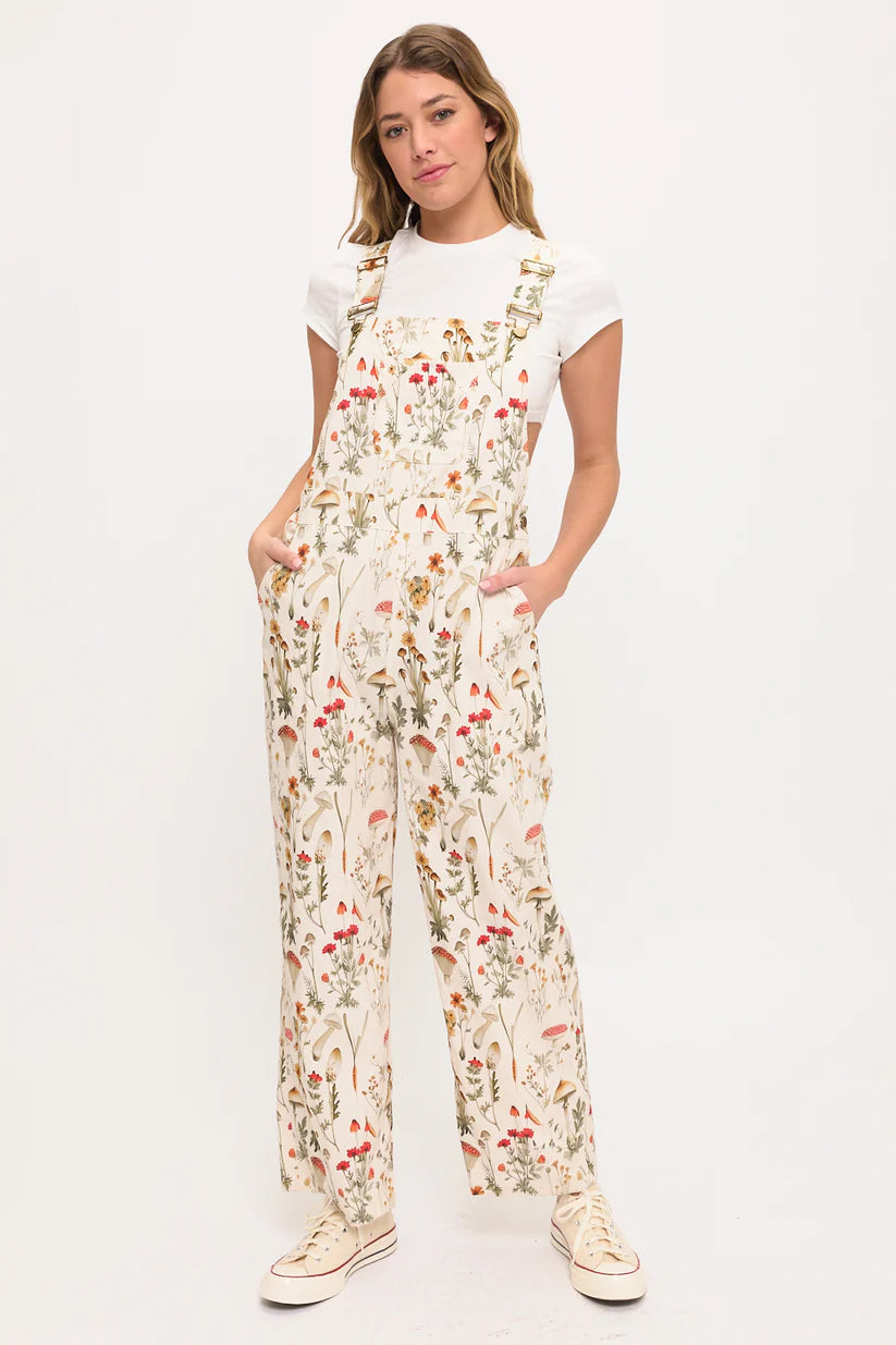 Mushroom Meadows Print Overalls