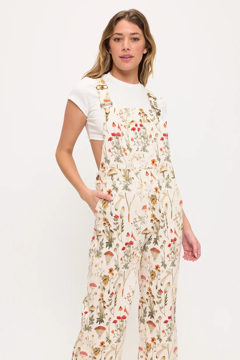 Mushroom Meadows Print Overalls