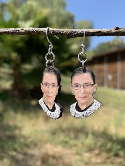 Wooden Ruth Bader Ginsburg Earrings