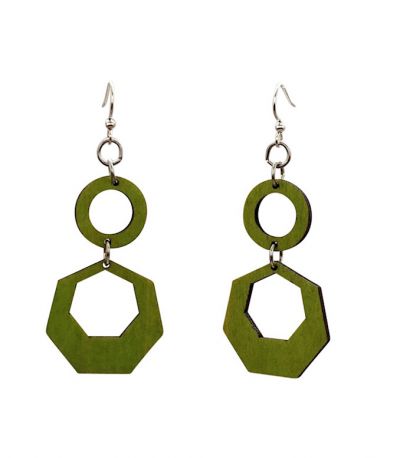 Wooden Heptagon Earrings