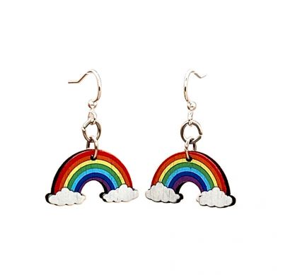 Wooden Rainbow Cloud Earrings