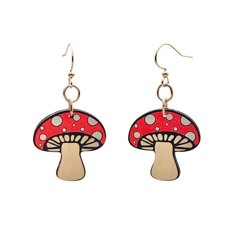 Mushroom Wood Earrings