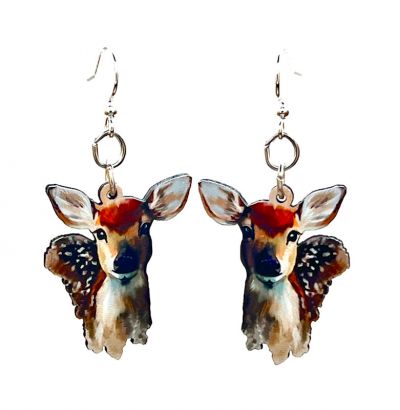 Wooden Baby Deer Earrings