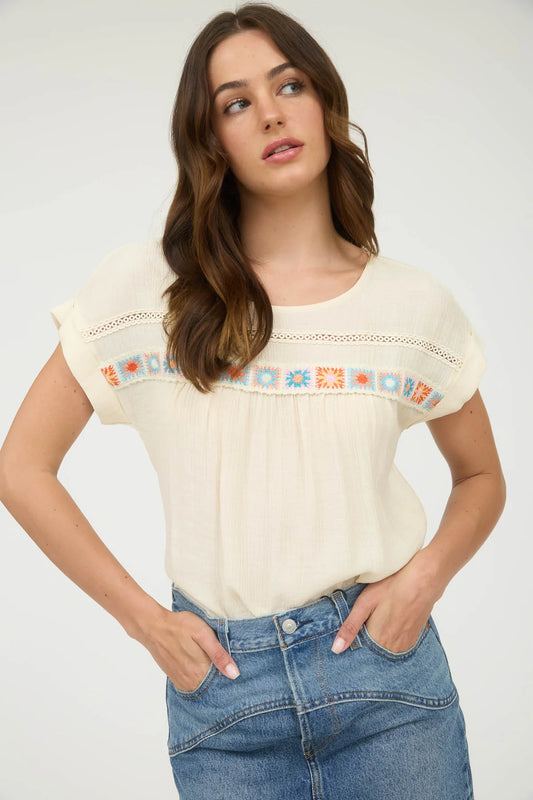 Crochet Floral Lace Trim Top