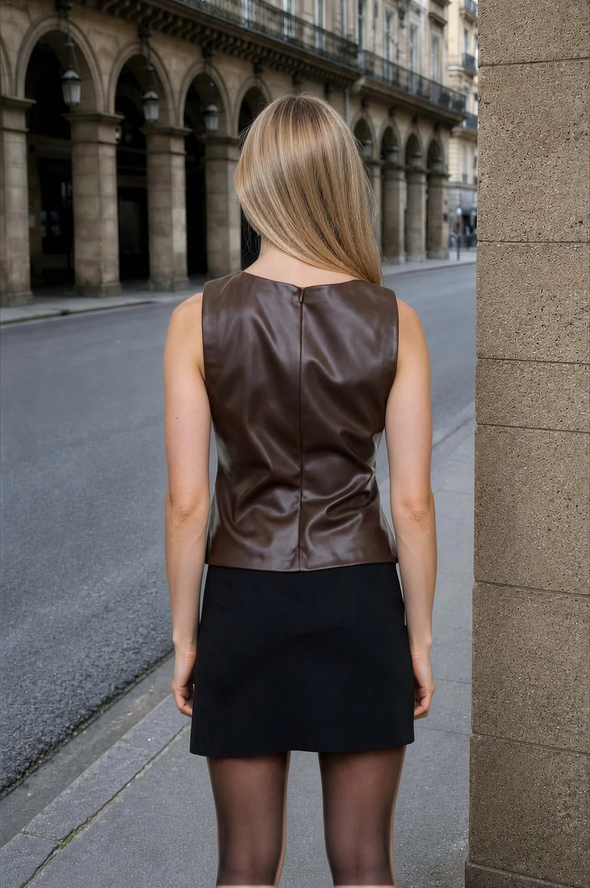 Faux Leather Chocolate Top/Skirt