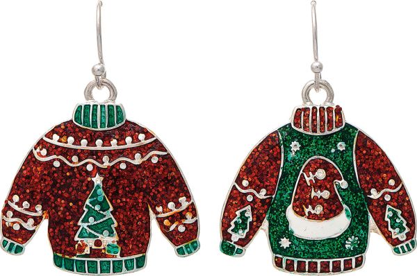 Silver Christmas Sweater Earring