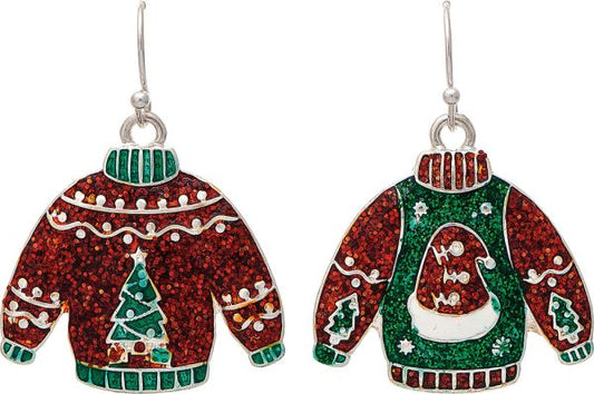 Silver Christmas Sweater Earring