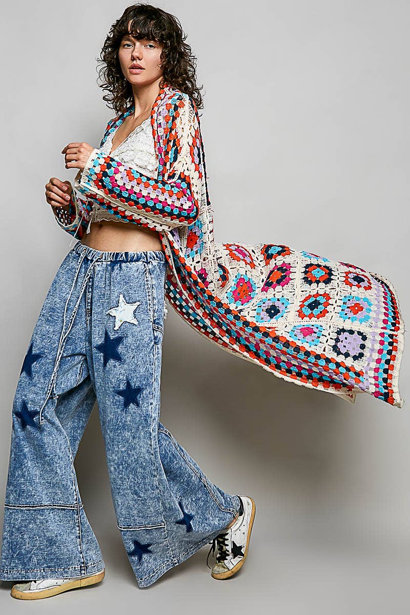 Long Granny Square Cardigan