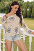 Blue Flower Eyelet Top