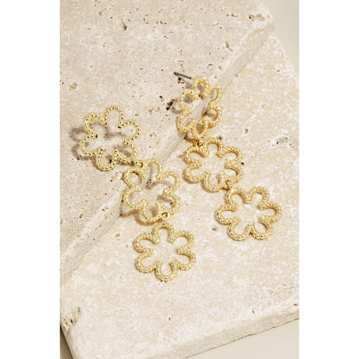 Triple Flower Drop Earrings