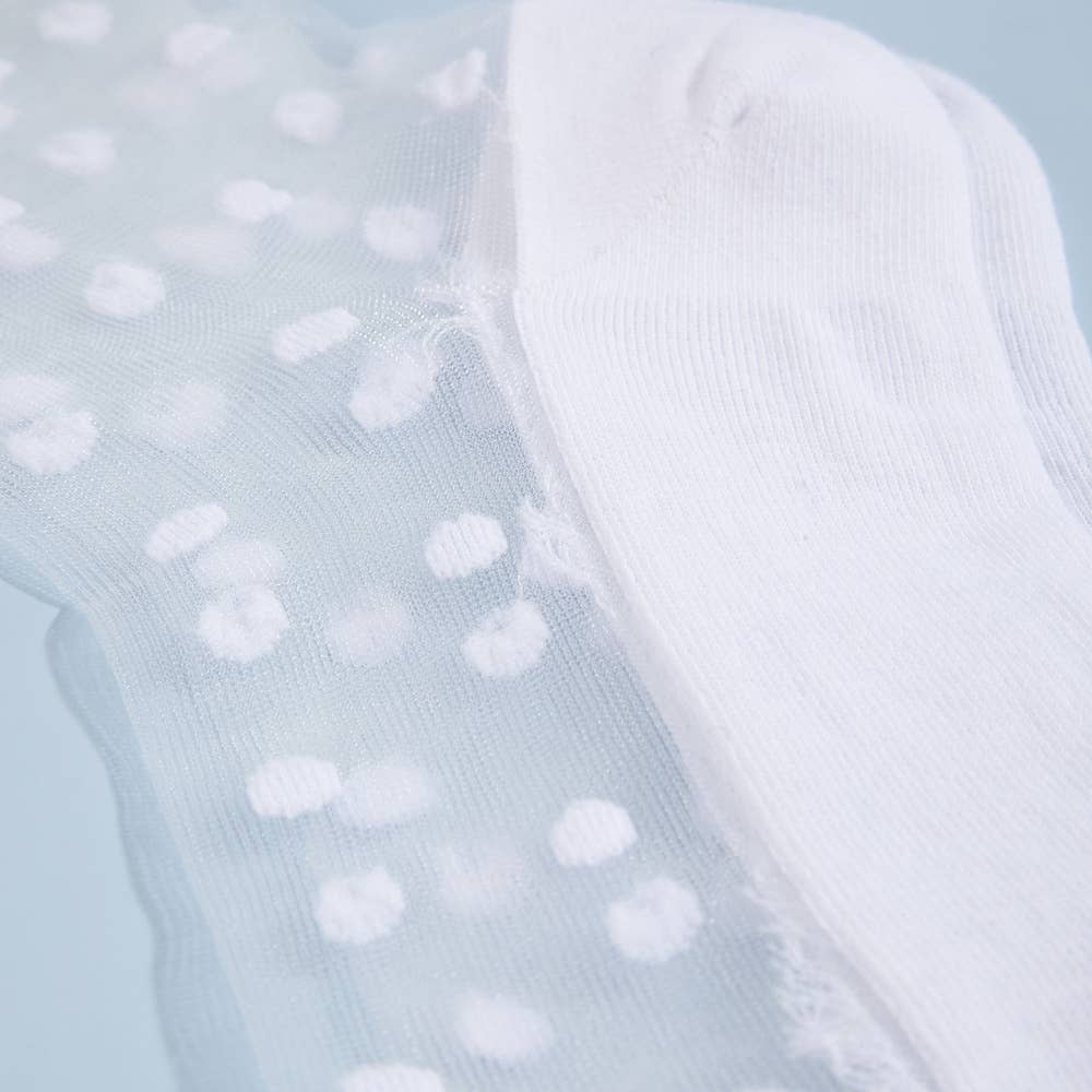 Sheer Polka Dot Rolled Cuff Ankle Socks
