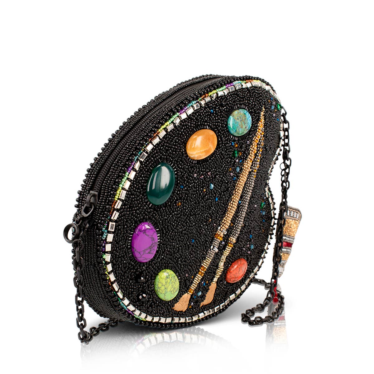 Brushstrokes Palette Gem Beaded Crossbody Handbag