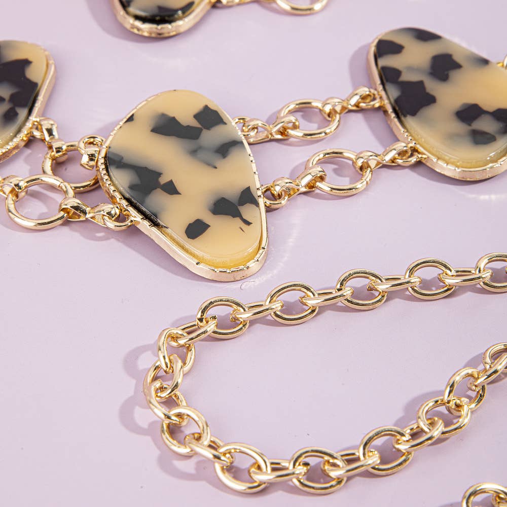 Marbled Tortoise Stone Chain Belt
