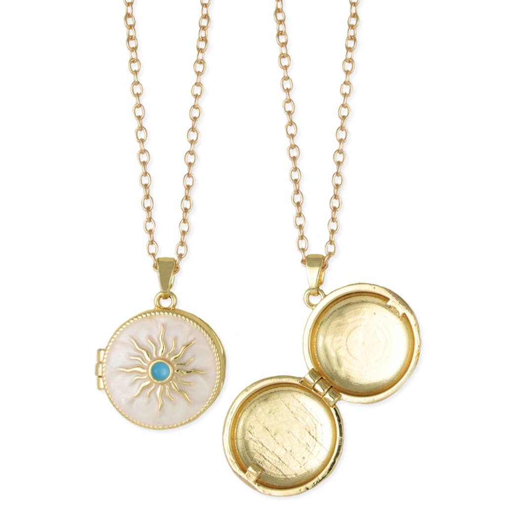 Golden Memories Sun Locket Necklace