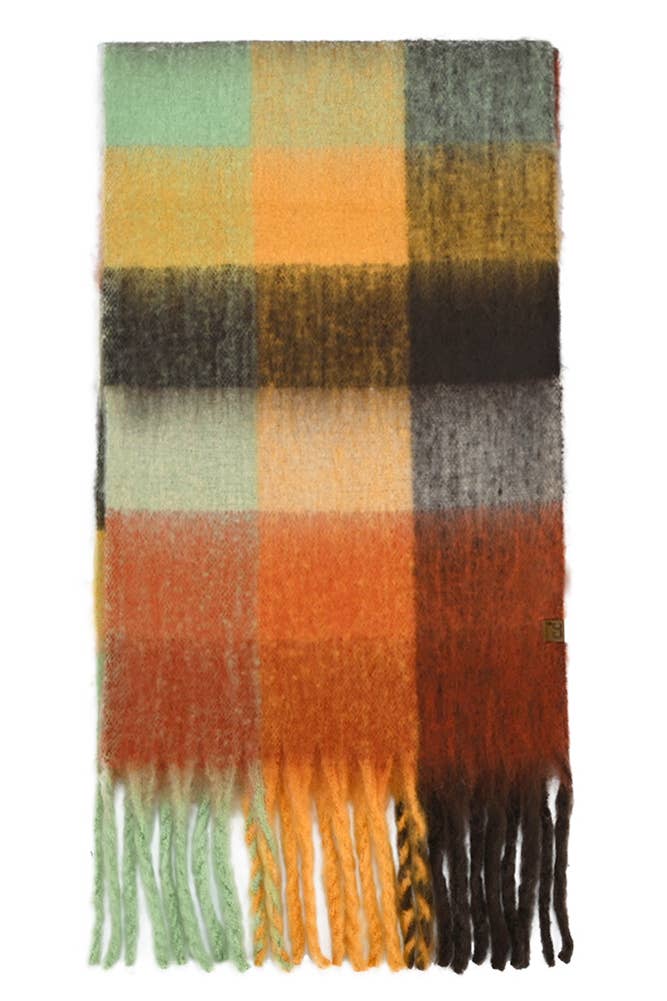C.C Color Block Plaid Checkered Scarf