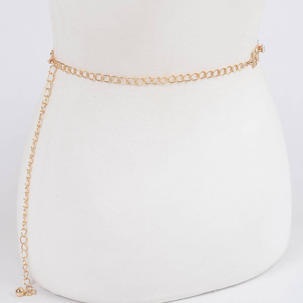 Rhinestone Metal Chain Belt