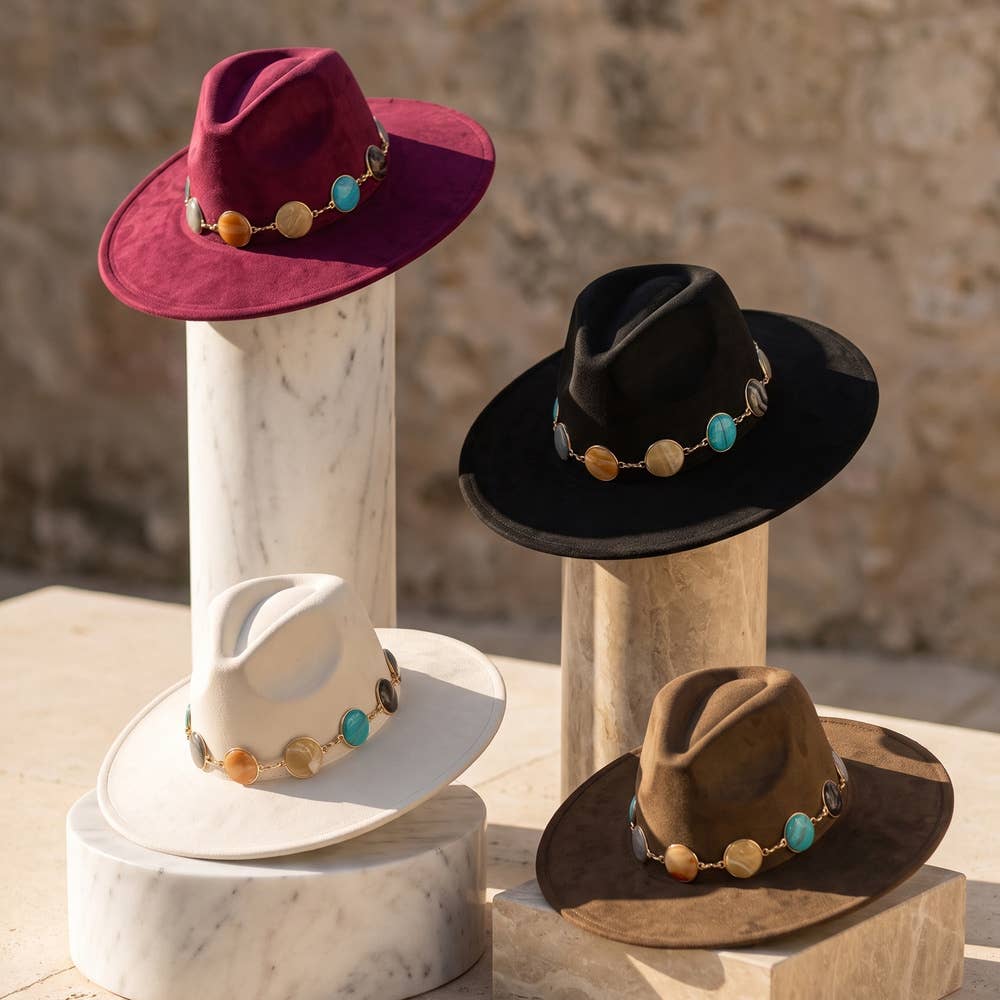 Semi Precious Stone Chain Band Fedora