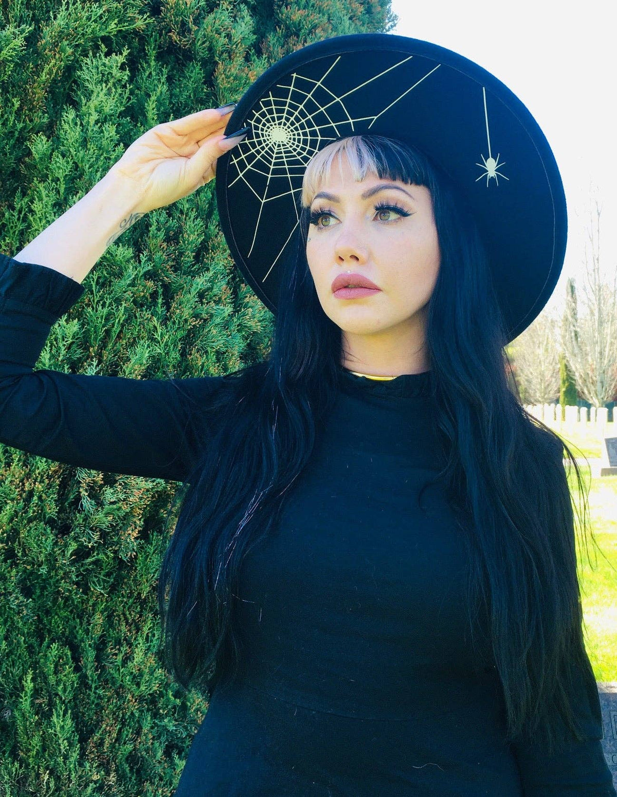 Wide Brim Spider Web Hat