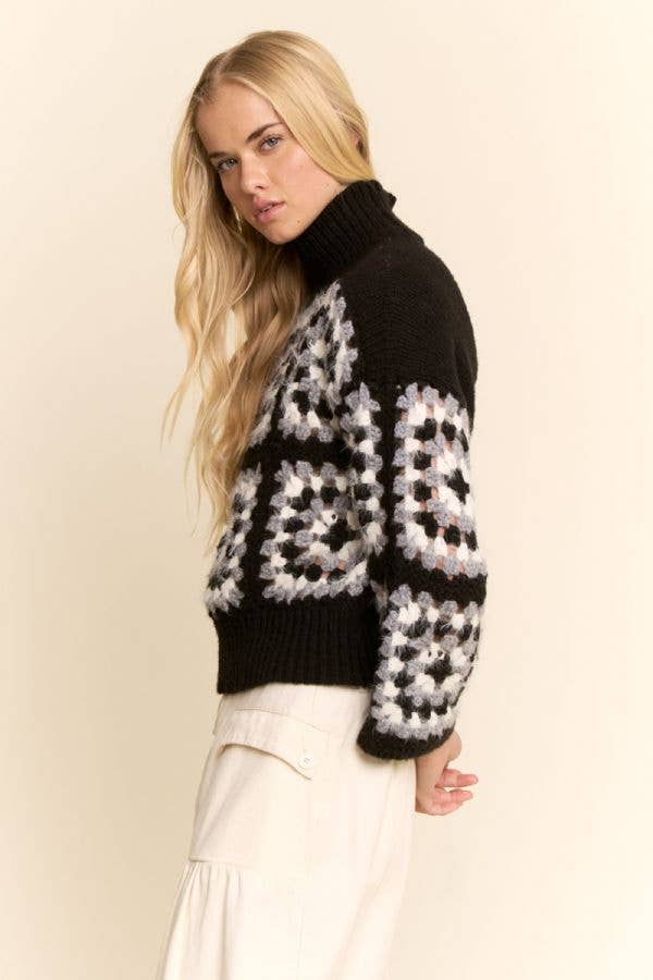 Granny Square Turtleneck Sweater
