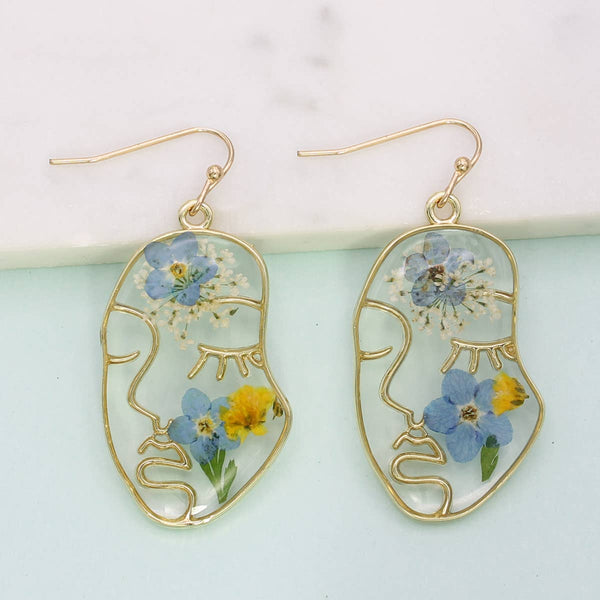 Charming Gold Flower Face Earrings