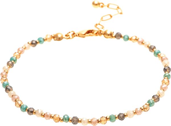 Gold Light Multi Glass Bead Anklet