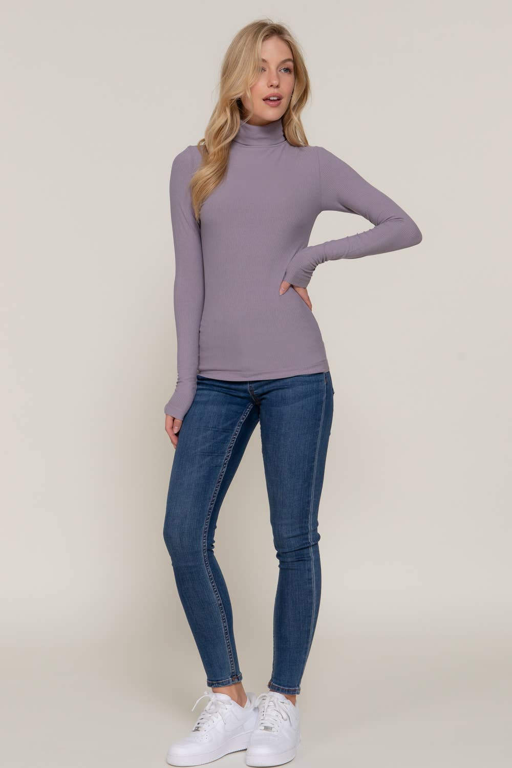 Ribbed Rayon Turtle Neck