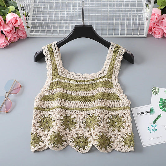 Vintage Floral Crochet Vest Top