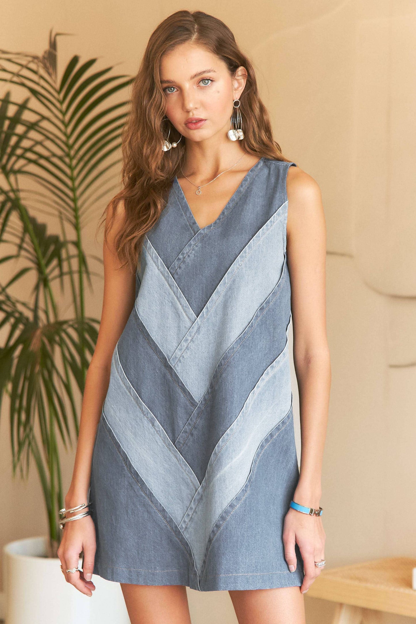 Colorblock Denim Dress
