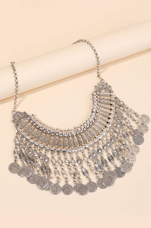 Antique Disc Bib Statement Necklace