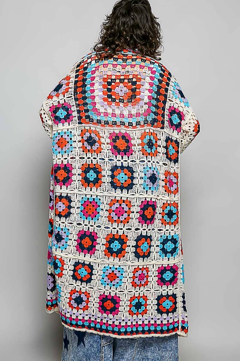 Long Granny Square Cardigan