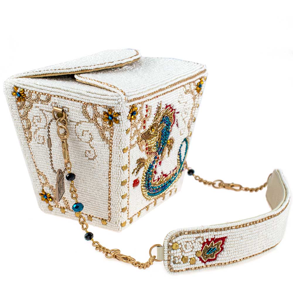Noble Dragon Beaded Take-Out Container Top Handle Handbag