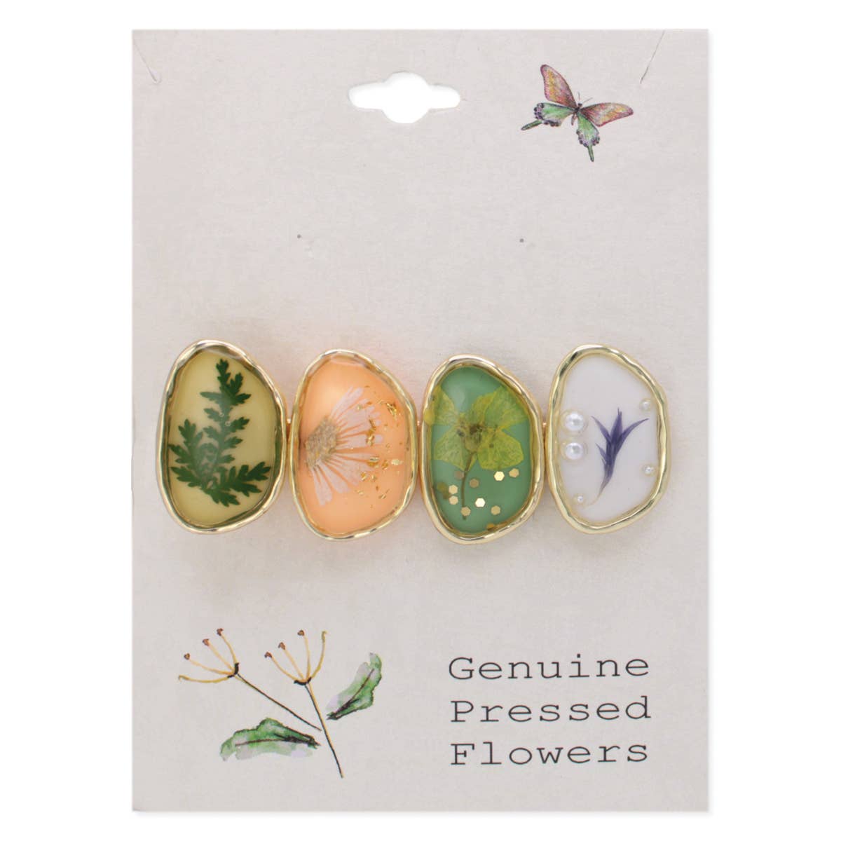 Pastel Dried Flower Gold Barrette