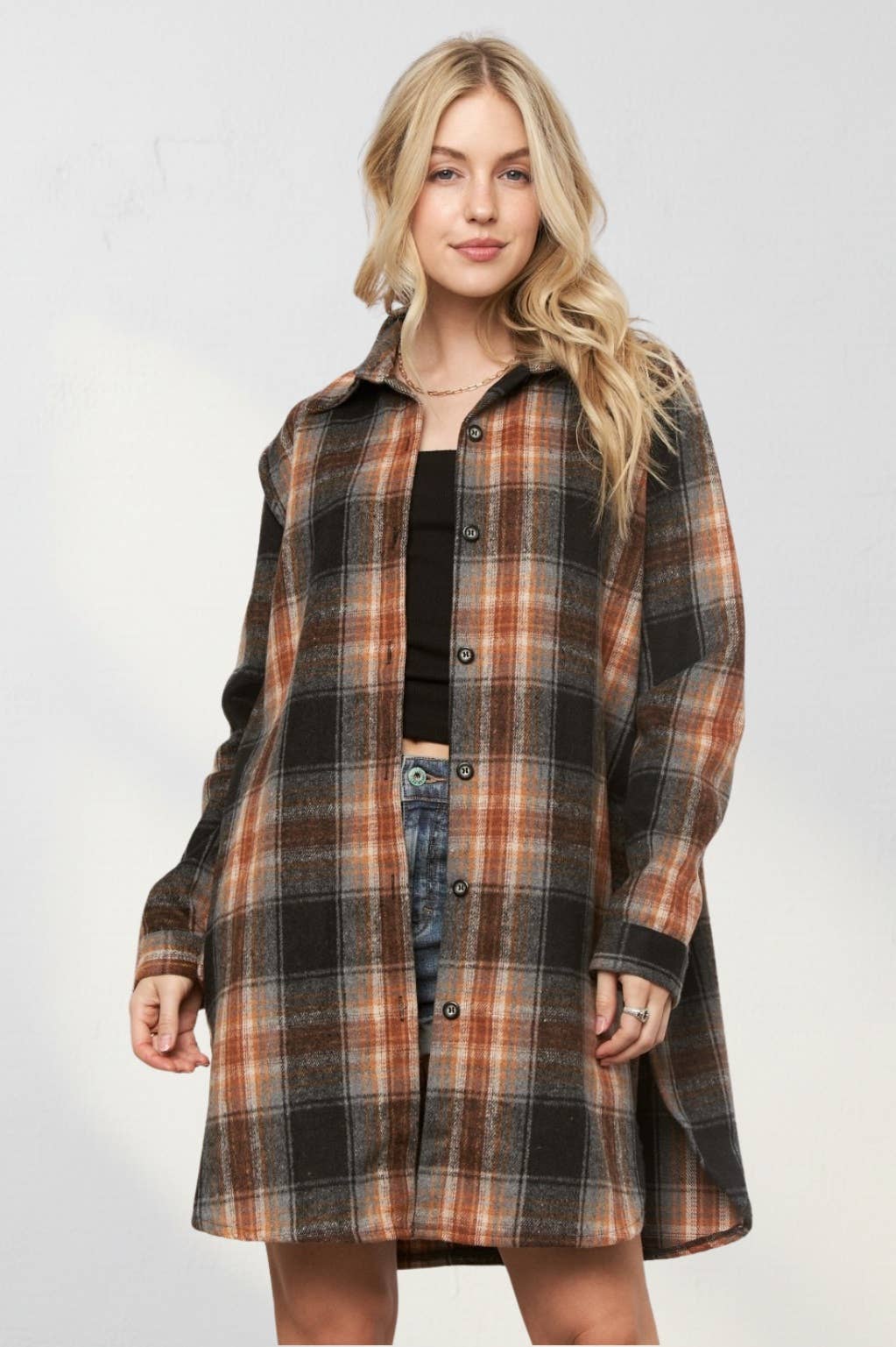 Button Down Flannel Shacket