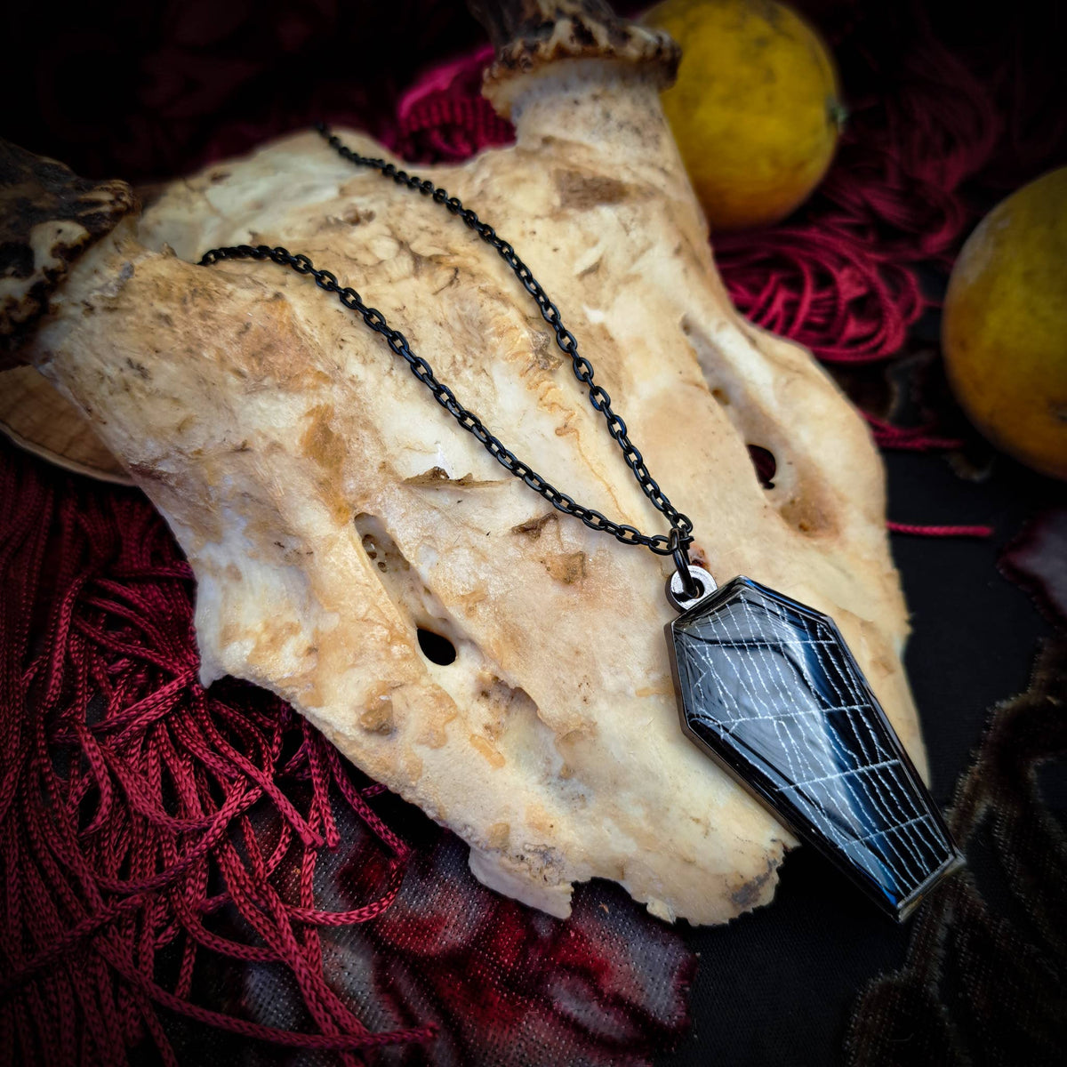 Real! Spiderweb Coffin Necklace