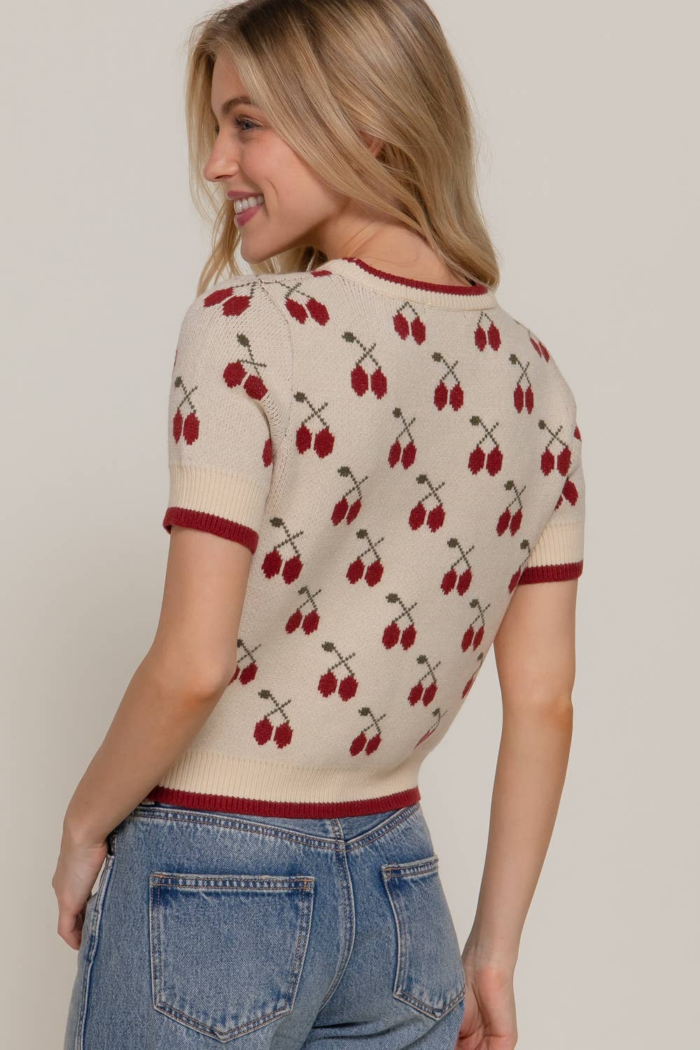 Jacquard Cherry Sweater