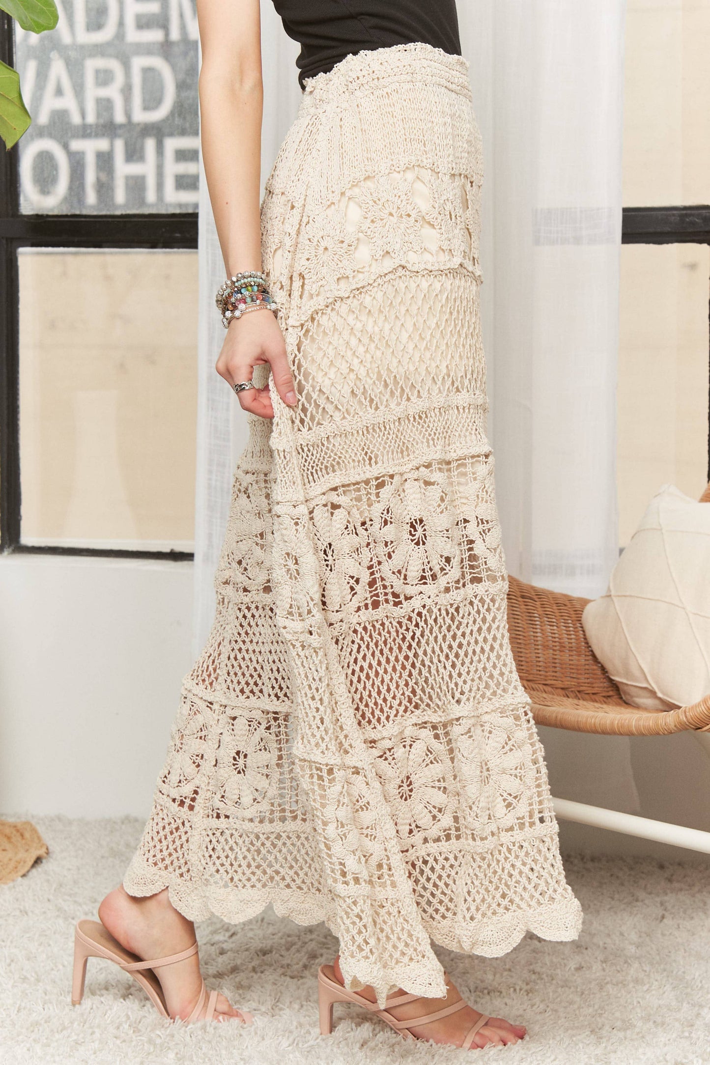 Crochet Lace Maxi Skirt