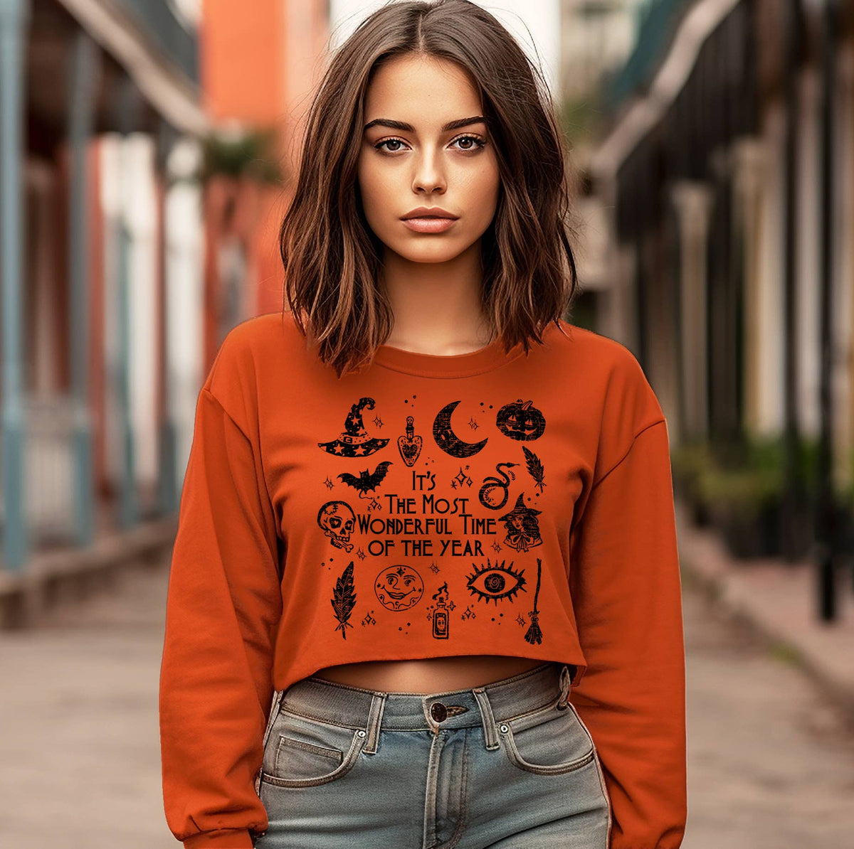 The Most Wonderful Time of Year Halloween Cropped Sweatshirt