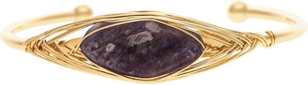 Wire Wrapped Purple Crystal Cuff Bracelet