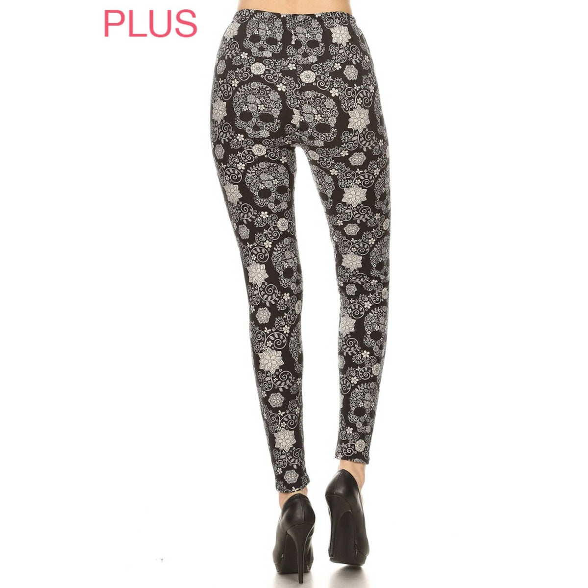 Plus Size Floral Sugar Skull Leggings