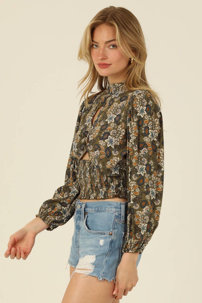 High Neck Top w/ Cutout Details