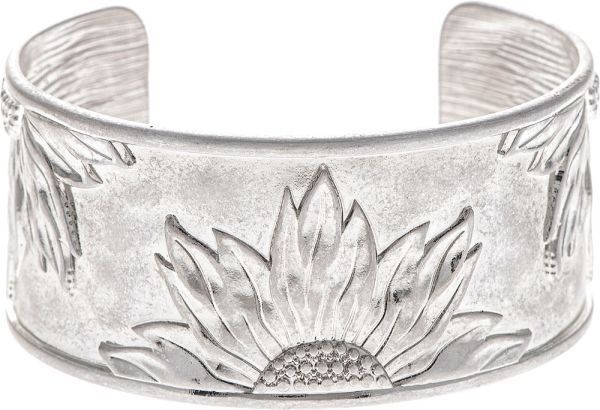 Engraved Sunflower Cuff