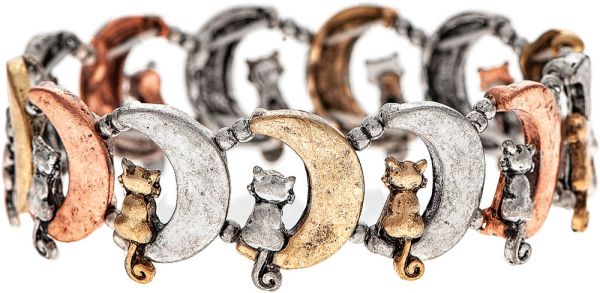 Multimetal Moon Kitty Bracelet