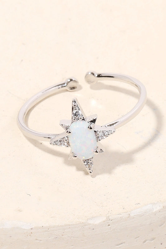 Opal Diamond Star Adjustable Ring