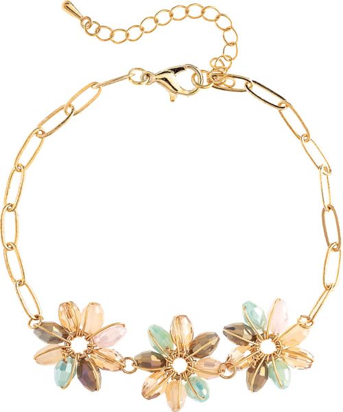 Chain Link Beaded Flowers Bracelet