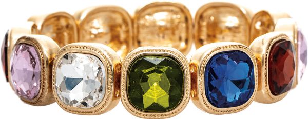 Gold Multicolor Gems Chunky Stretch Bracelet