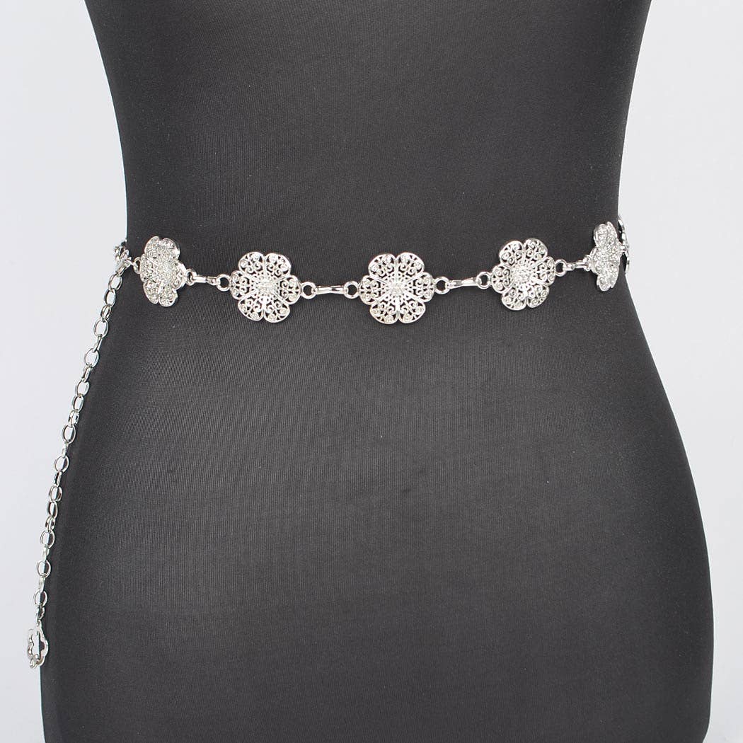 Metal Flower Chain Belt