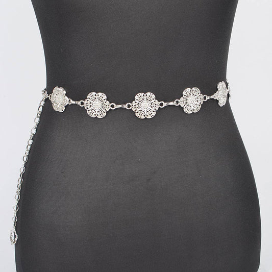 Metal Flower Chain Belt