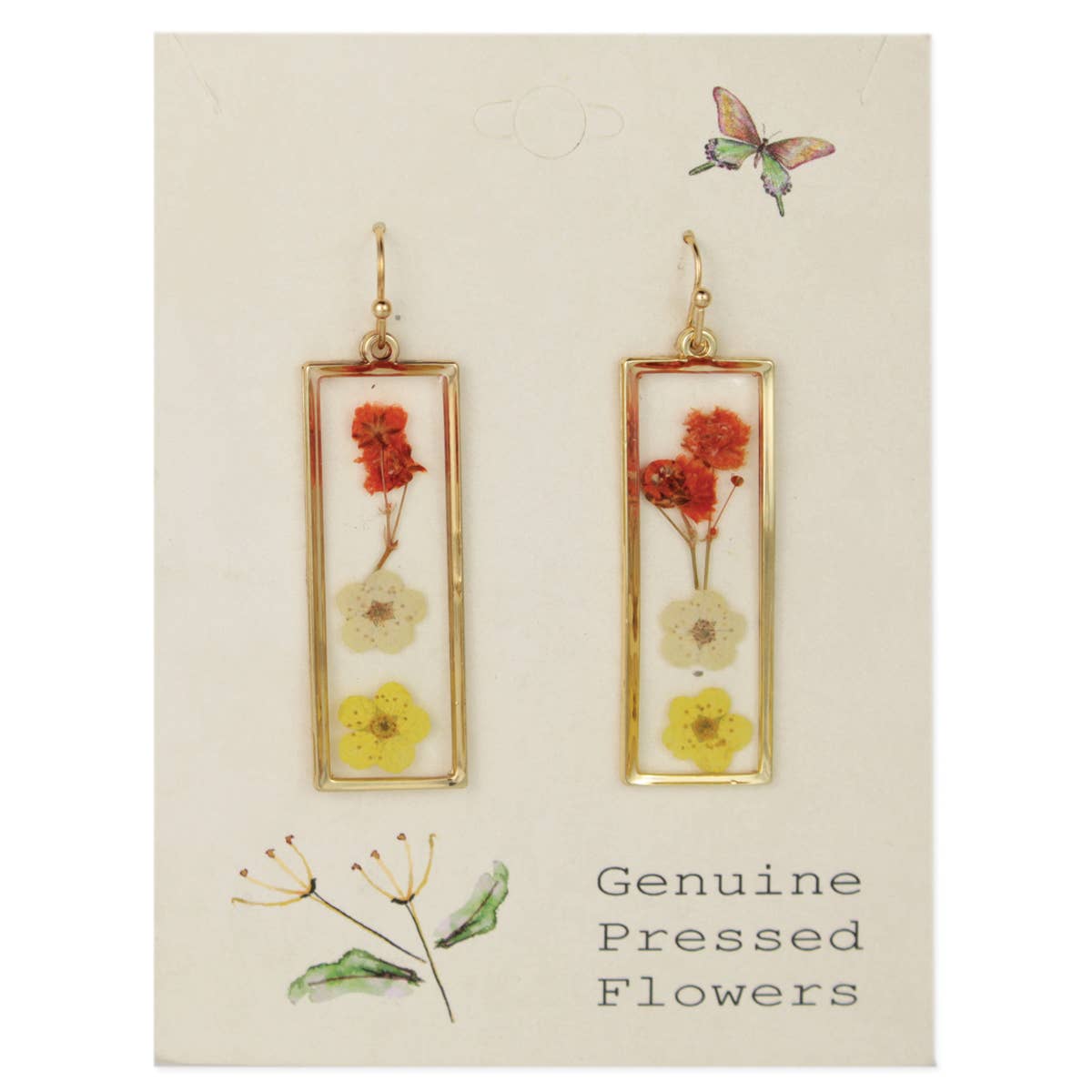 Autumn Floral Dried Flower Bar Earrings
